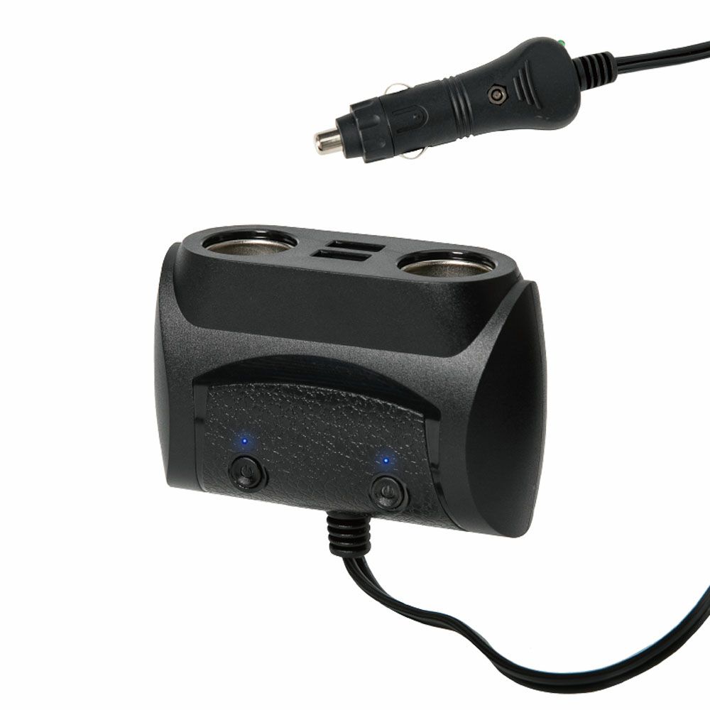 Norauto Verlängerungskabel 12 V/24 V 5 A mit doppeltem Zigarettenanzünderstecker und 2 USB-Anschlüssen - ATU