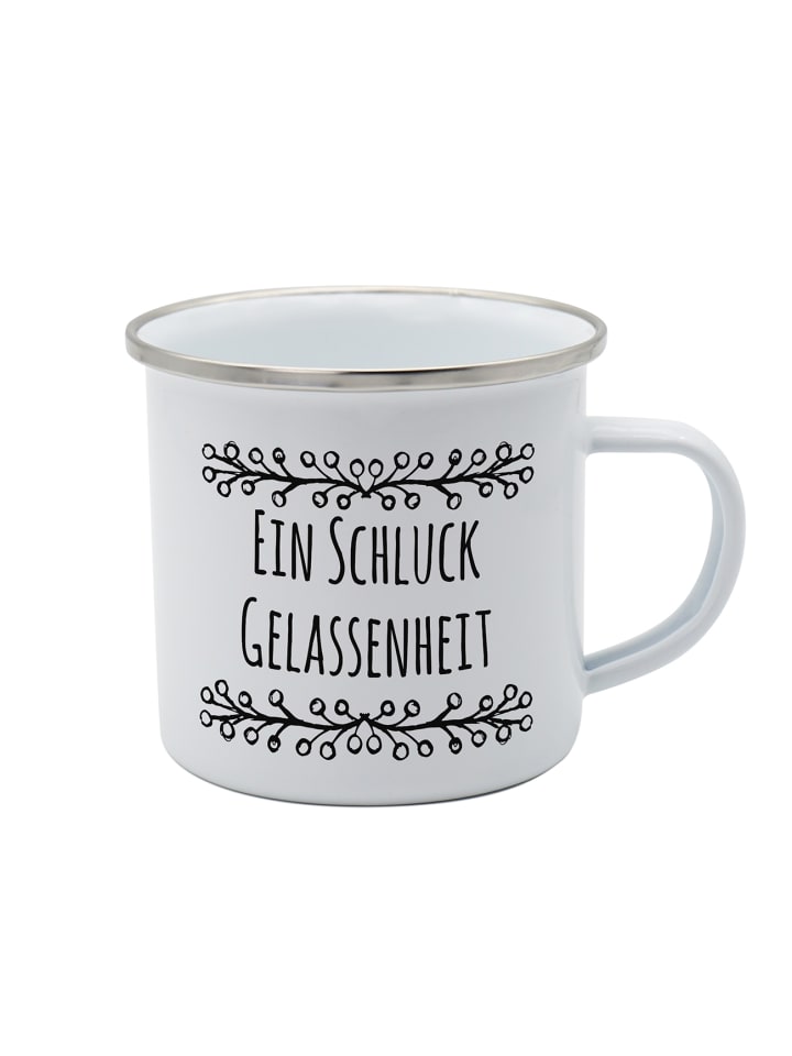 Geda Labels Tasse Schluck Gelassenheit Emaille in Weiß - 350ml günstig kaufen onesize