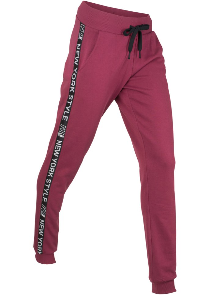 Sweathose mit Bündchen und Statement-Druck
