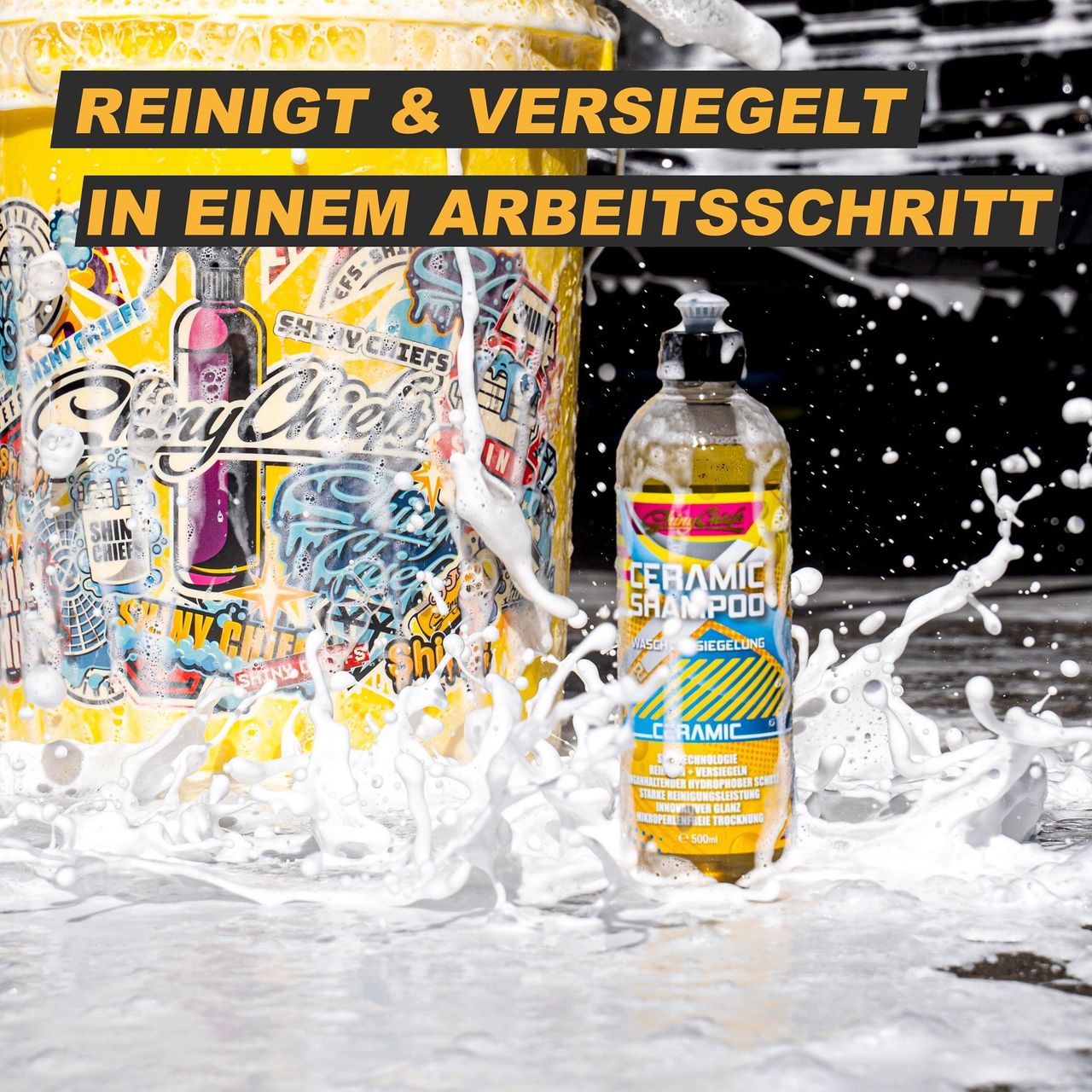 ShinyChiefs 2er Pack AQUA SHIELD   CERAMIC SHAMPOO - Waschversiegelung Kit Intensive Reinigung