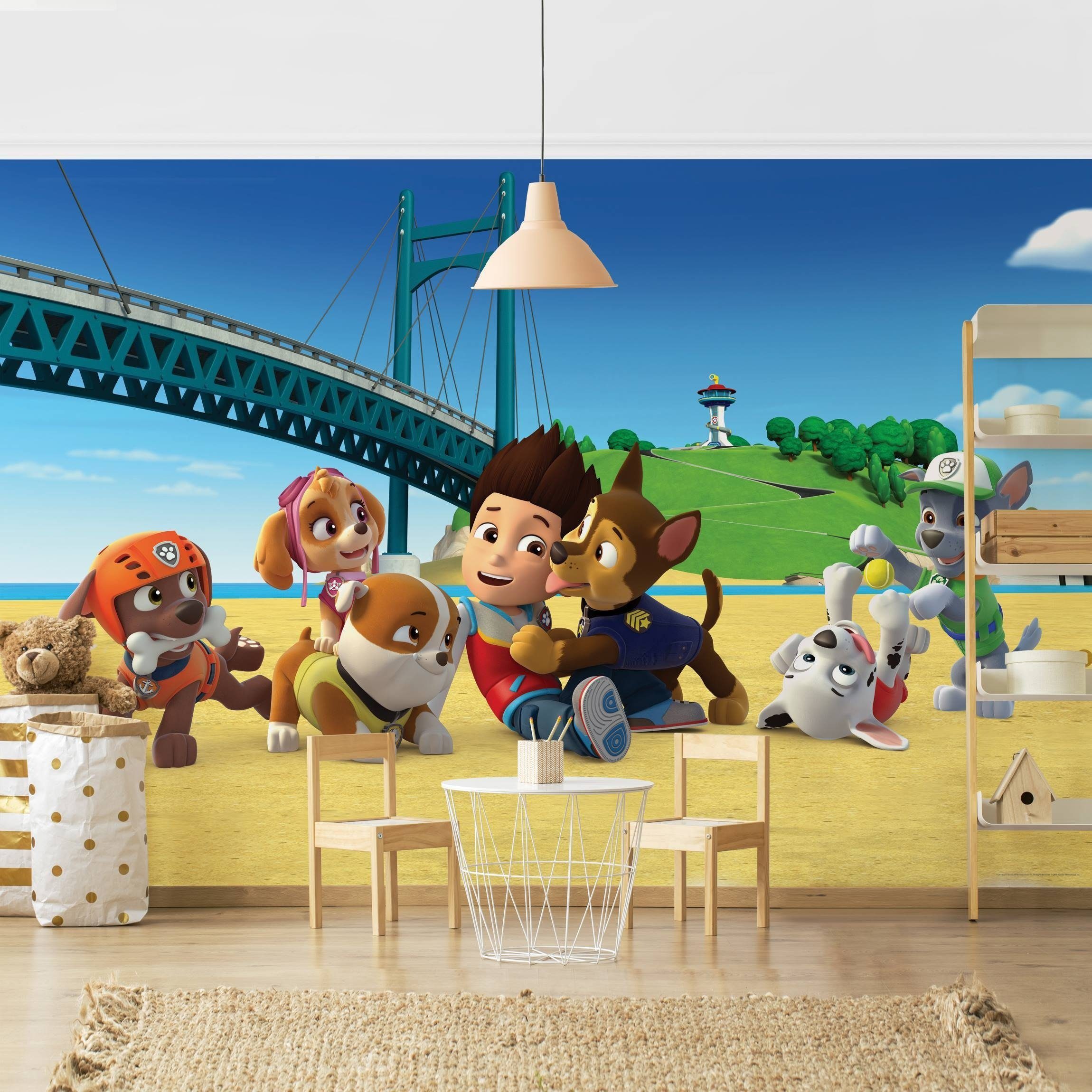 Bilderdepot24 Kindertapete Kinderzimmer PAW Patrol Zentrale Hunde Brücke Wanddeko Chase Marshall, Glatt, Matt, (Inklusive Gratis-Kleister oder selbstklebend), Mädchenzimmer Jungenzimmer Babyzimmer Bildtapete Fototapete Wandtapete