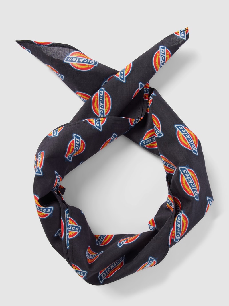 Schal mit Allover-Label-Muster Modell 'BANDANA' in schwarz