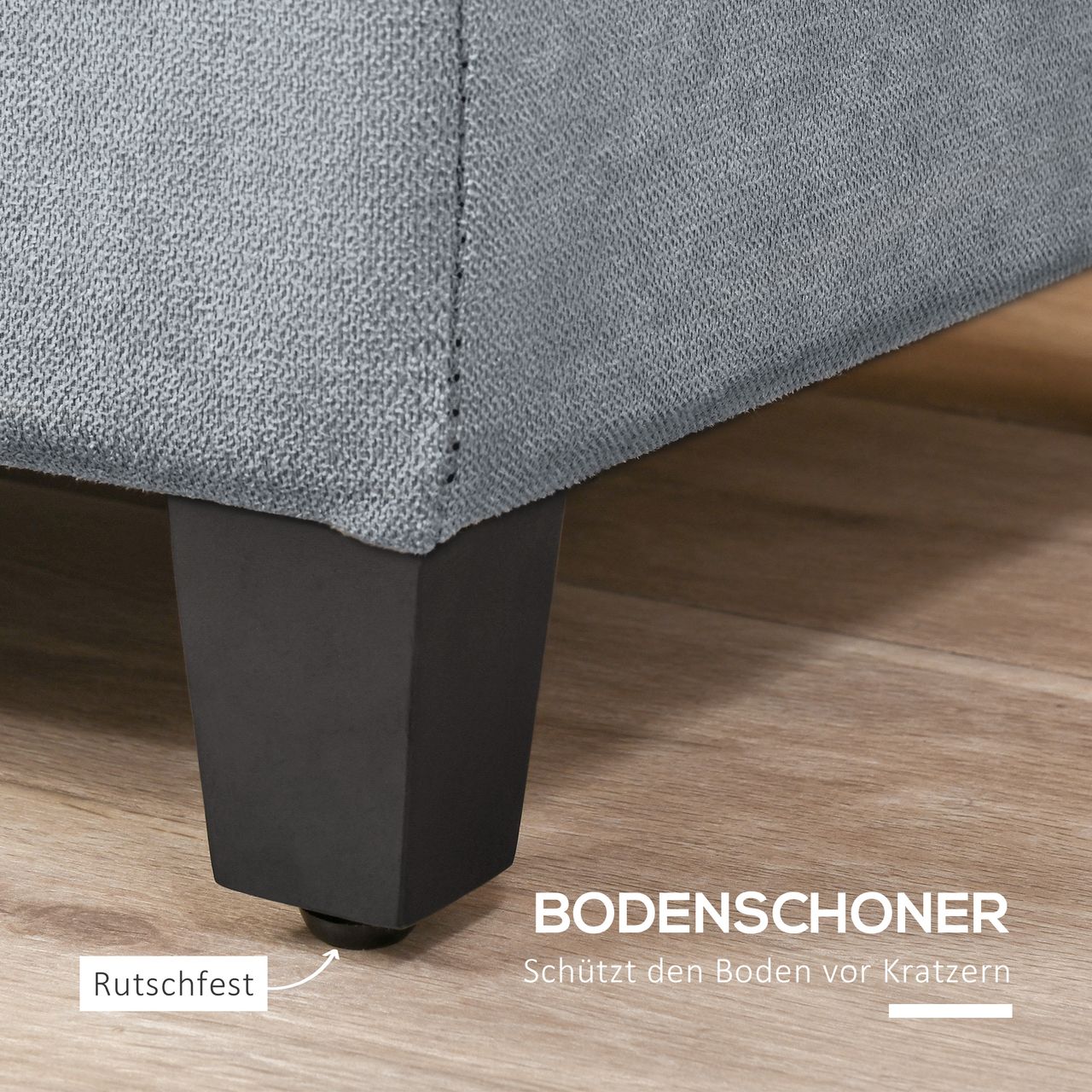 HOMCOM Sitzbank Polsterbank mit Stauraum, Bettbank mit Deckel, Leinenoptik, Grau