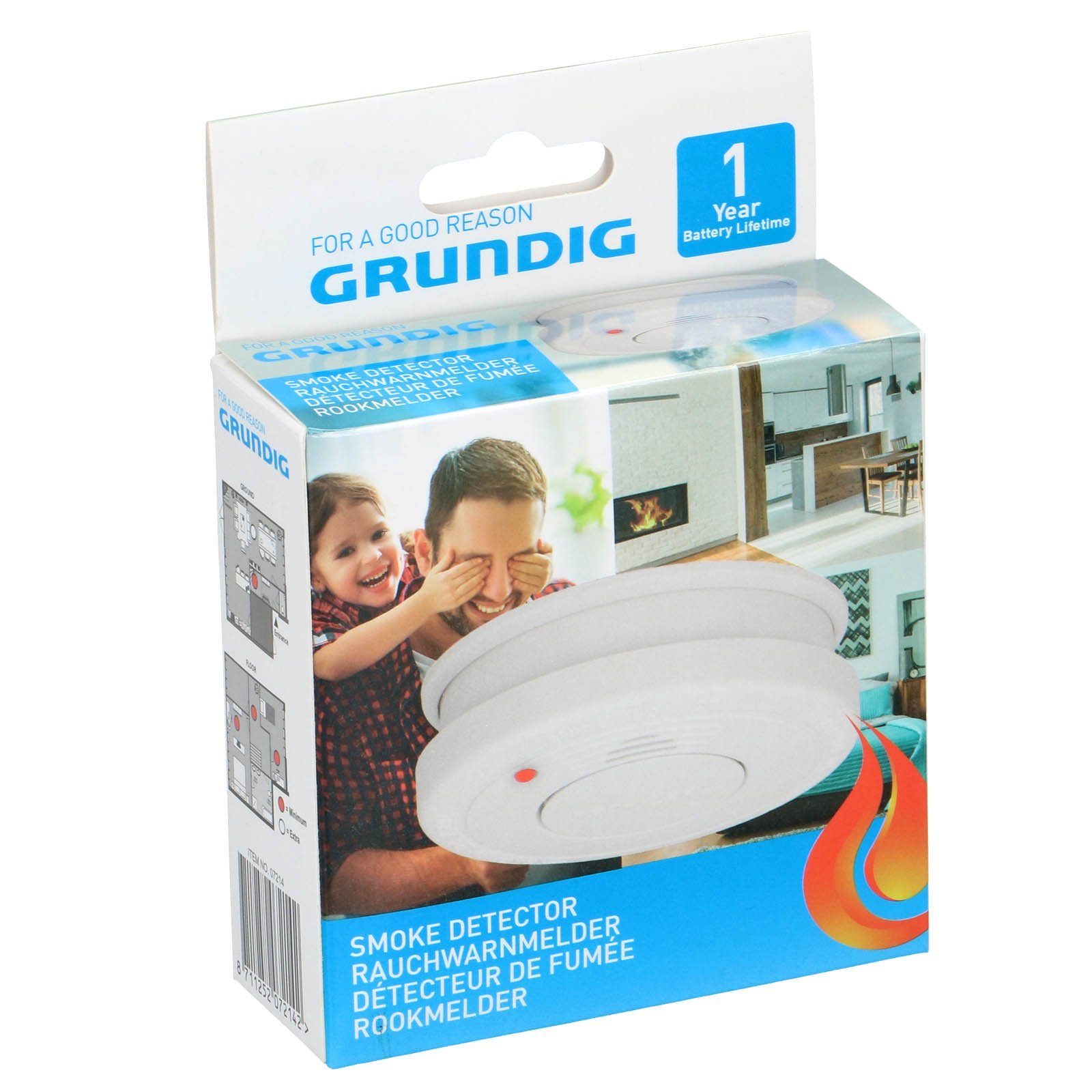 Grundig 8x Rauchmelder 85dB Inkl. 9V Batterie + 3M Klebepad Set Feuermelder Rauchmelder (inklusive Montagematerial und Anleitung)