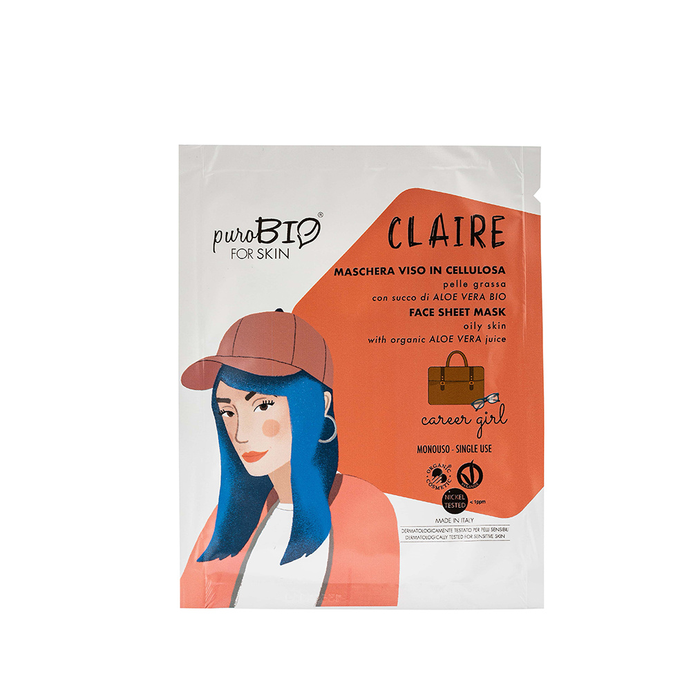 Purobio CLAIRE - Masque tissu  CAREER GIRL Peau grasse -Anti-pollution