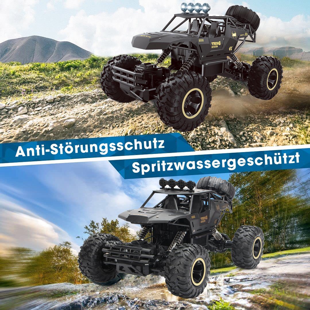 Ulife RC-Auto 4DRC, 1:12, 2,4 GHz, 40 km/h, 100 m Kontrollabstand, Metallgehäuse wasserfest, 4WD Doppelmotoren, mit 2 Batterien