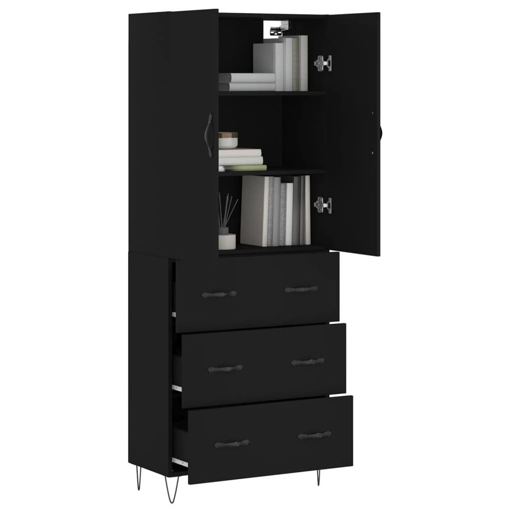 vidaXL Sideboard Highboard Schwarz 69,5x34x180 cm Holzwerkstoff (1 St)