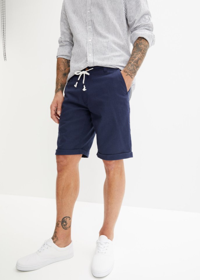 Bermuda mit Leinen, Regular Fit