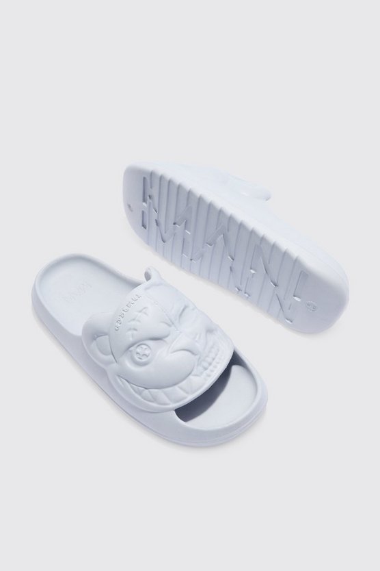 Perforierte Slides mit Evil Teddy Print