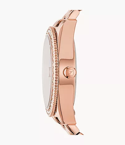 Fossil Damenuhr Scarlette 3-Zeiger/Datum Edelstahl Roségold