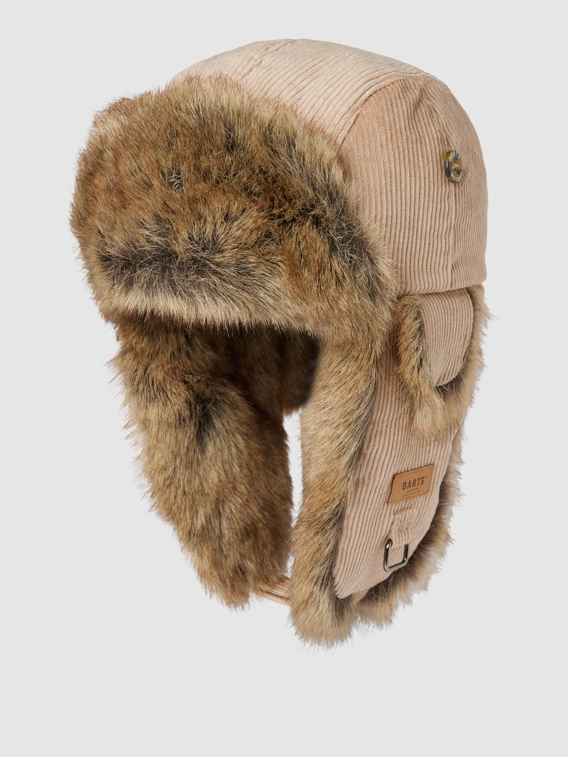 Mütze mit Ohrenklappen Modell 'RIB BOMBER' in haselnuss braun