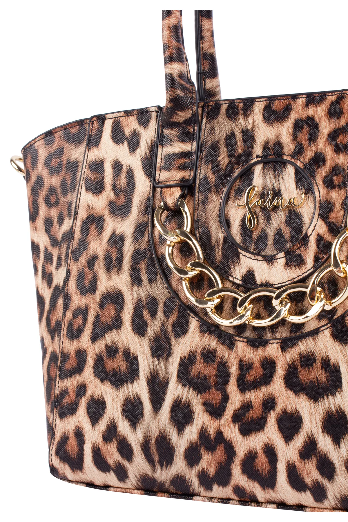 Faina  Handtasche - Braun - Animal Print