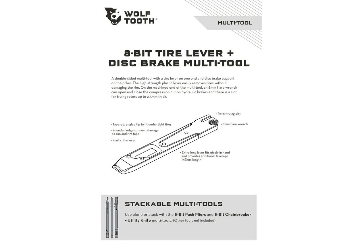 WOLFTOOTH 8-Bit Tire Lever + Disc Brakes Multitool