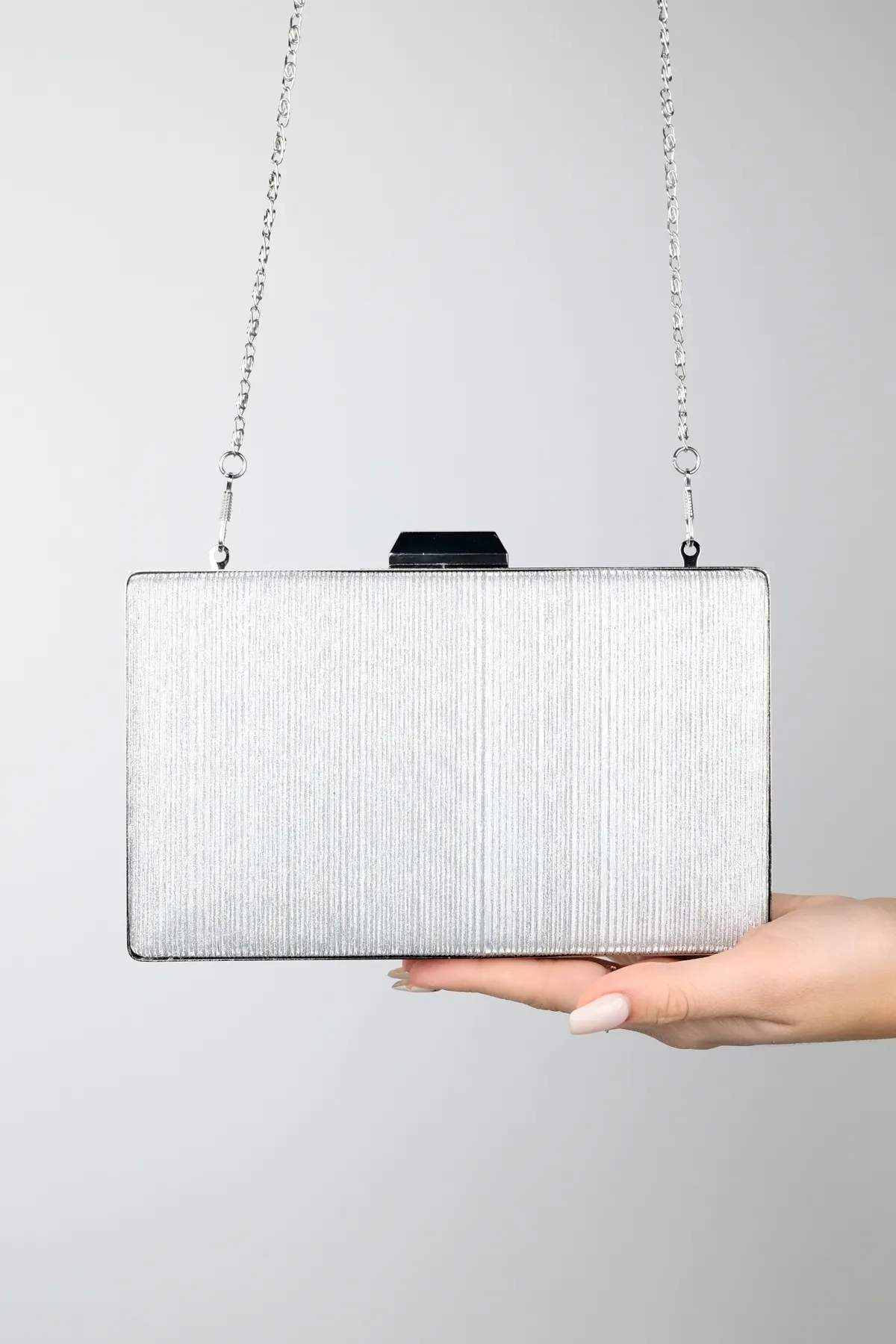 LuviShoes  YADAYA Silber gestreifte Abendtasche für Damen