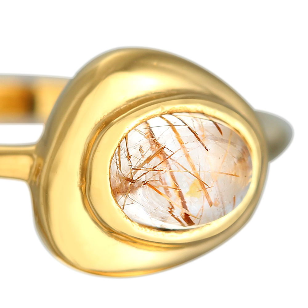 Elli PREMIUM Elli PREMIUM Bague Femmes cheveux d'ange ovale avec pierre précieuse de quartz en Bague