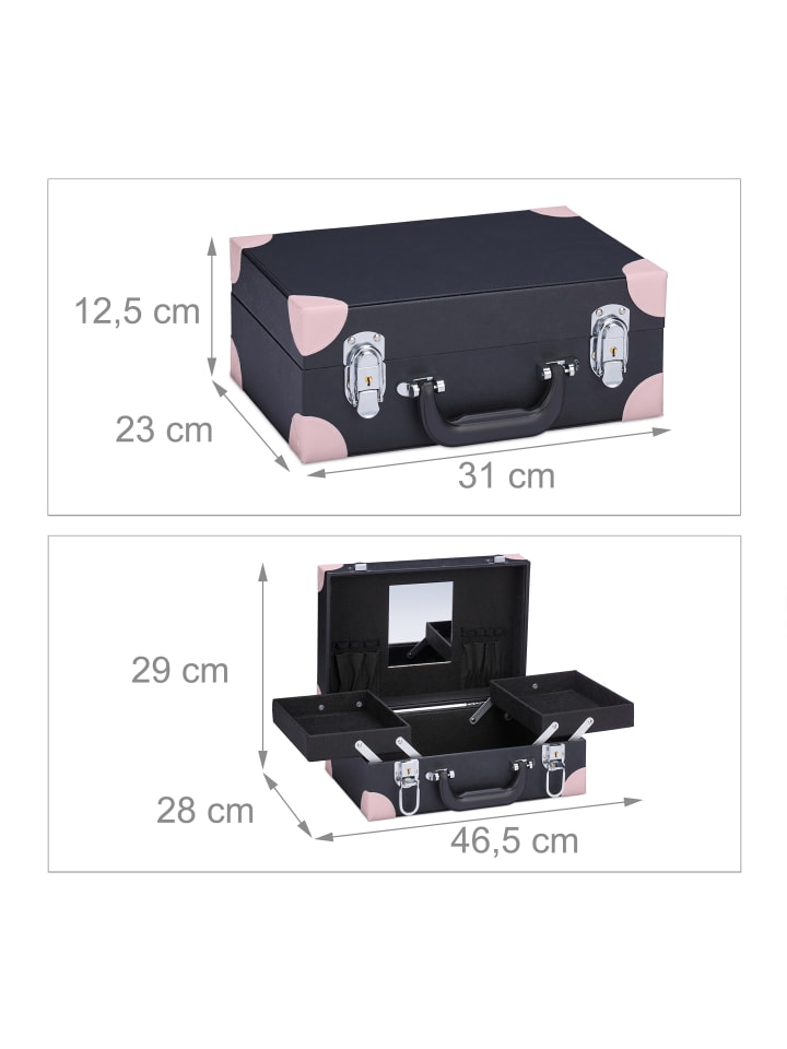 relaxdays Kosmetikkoffer in Schwarz/ Rosa günstig kaufen onesize