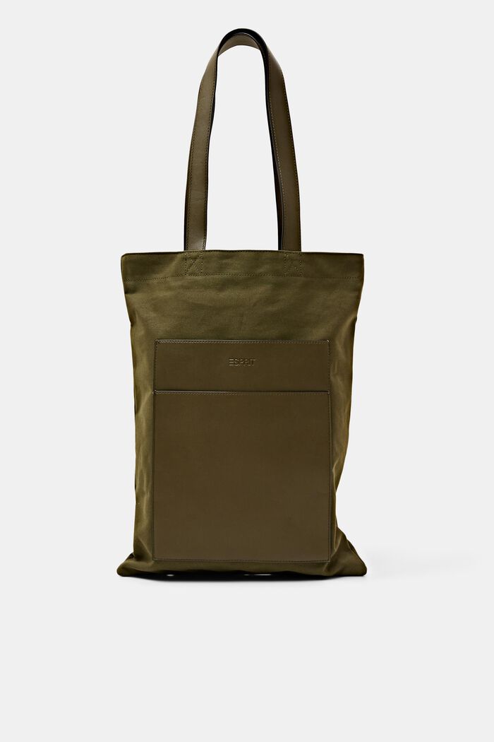 Tote aus Baumwollcanvas mit Details in Lederoptik