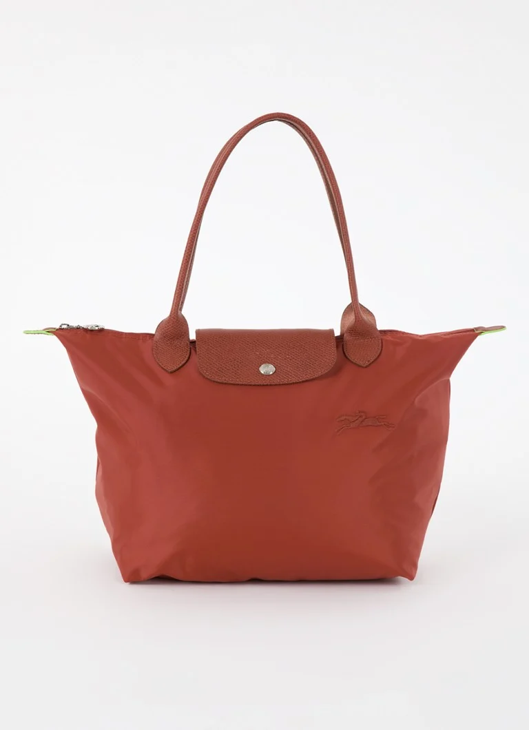 Longchamp Le Pliage Green M -olkalaukku nahkayksityiskohdilla