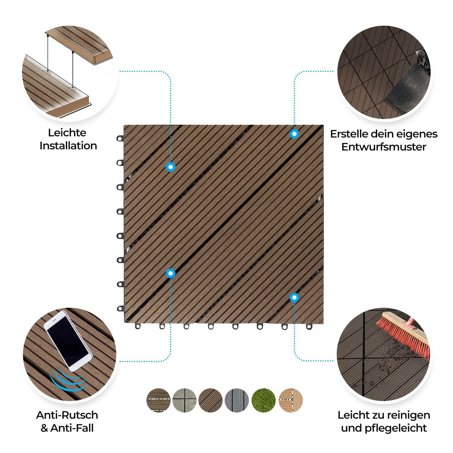 Karat Klickfliese Classic, Bodenfliese, Holzdielenoptik, 30 x 30 cm, Holzfliese, 1 St., Klicksystem