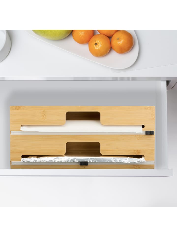 relaxdays Folienspender in Natur - 2 Rollen günstig kaufen onesize