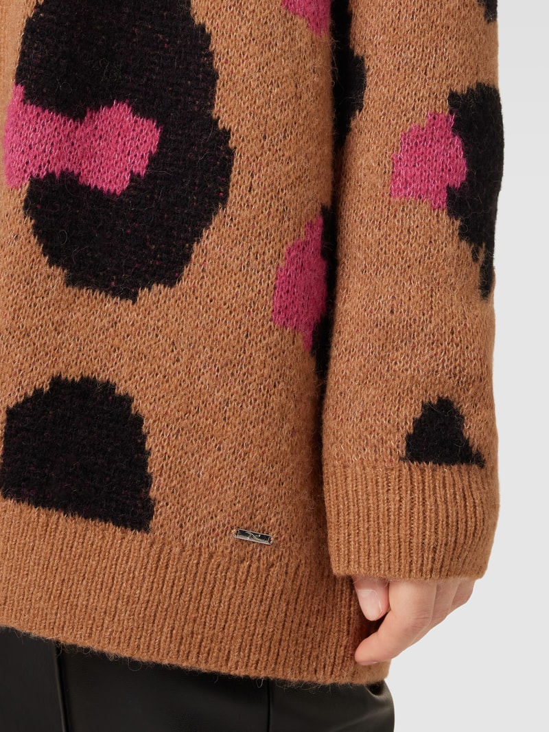 Cardigan mit Alpaka-Anteil und Allover-Muster Modell 'Anique' in pink