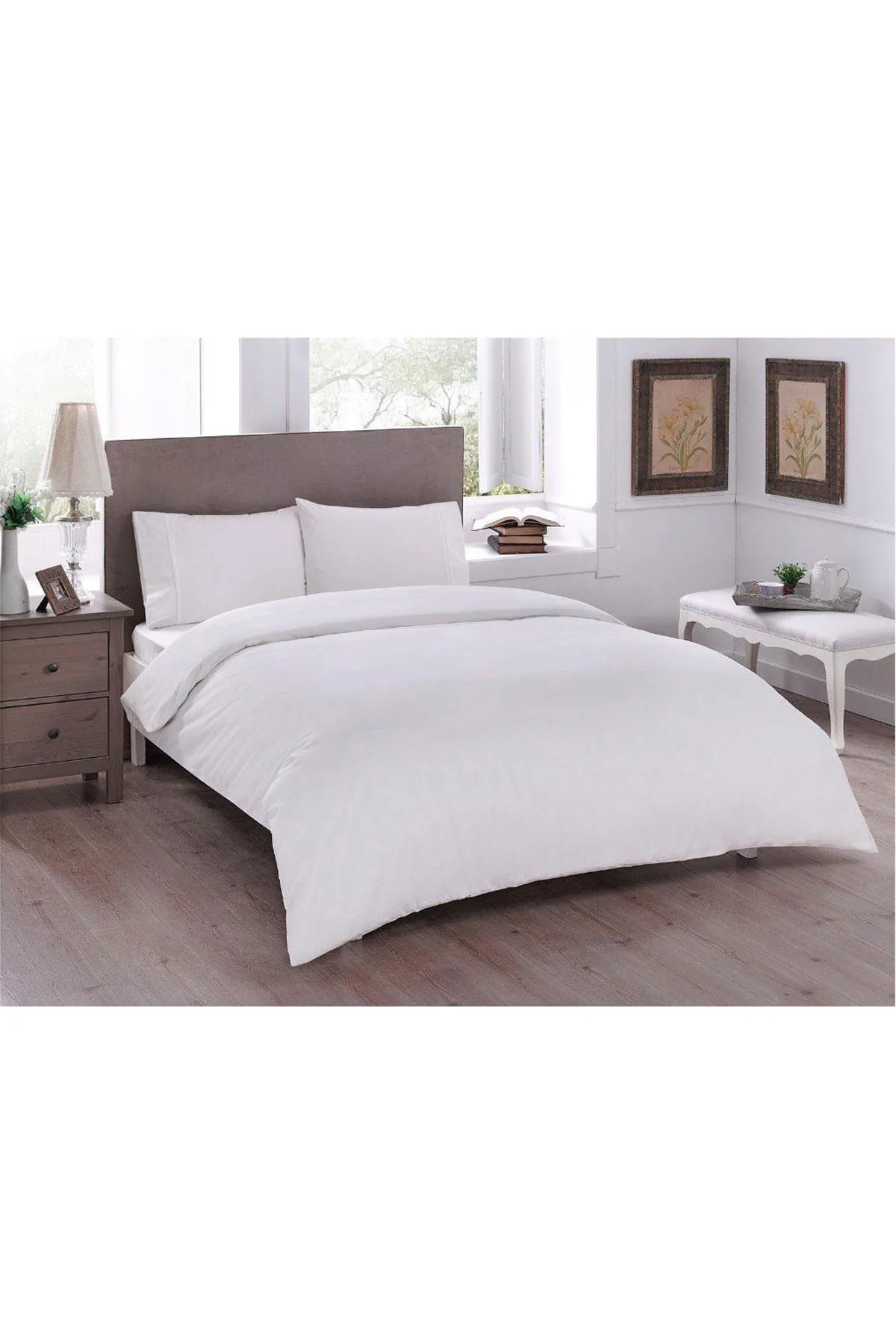 Çeyiz Diyarı  Pure Doppelbett-Bettbezug-Set, Weiß