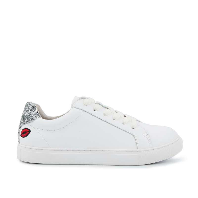 Baskets en cuir Simone petit amour glitter argent