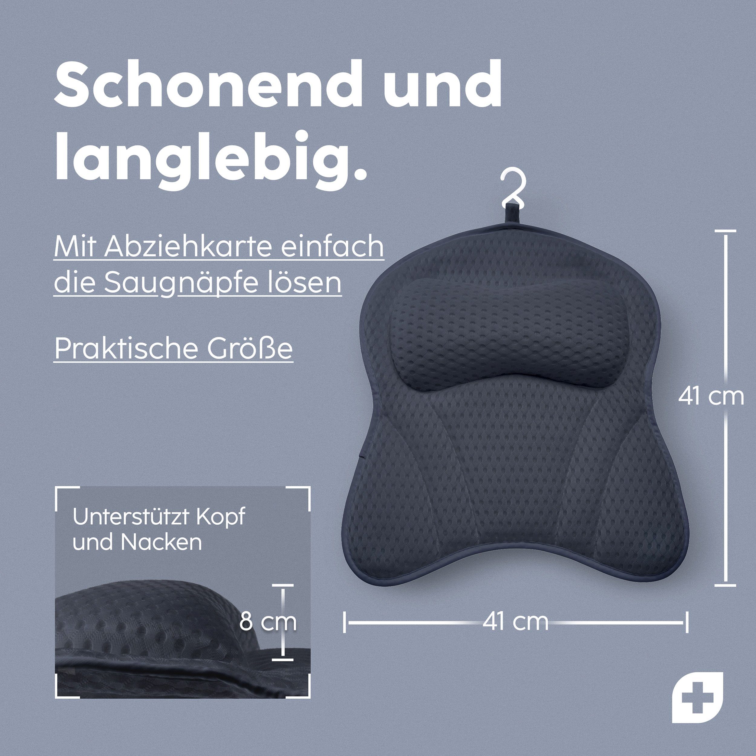 Nackenstützkissen Vesta+ Badewannenkissen L mit Saugnäpfen, Badekissen, Nackenkissen, Vesta+, Waschmaschinentauglich, Klimaneutral und nachhaltig, Badewannenkissen