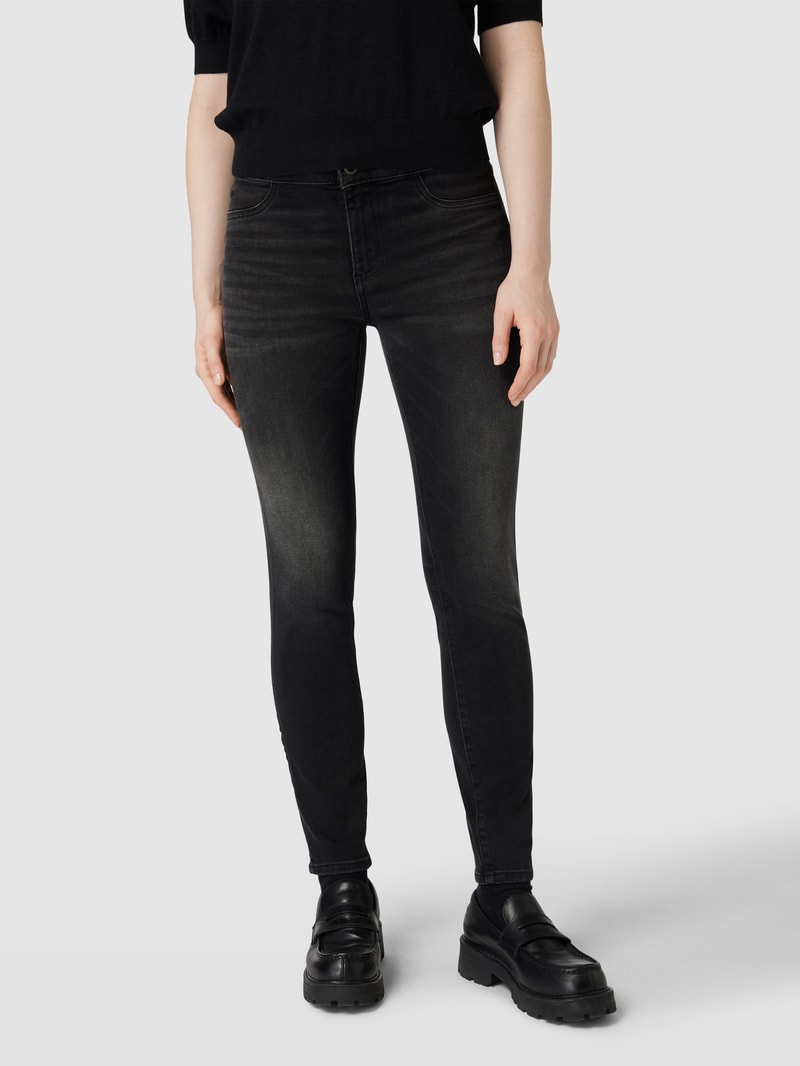 Slim Fit Jeans mit Label-Patch in dunkelgrau