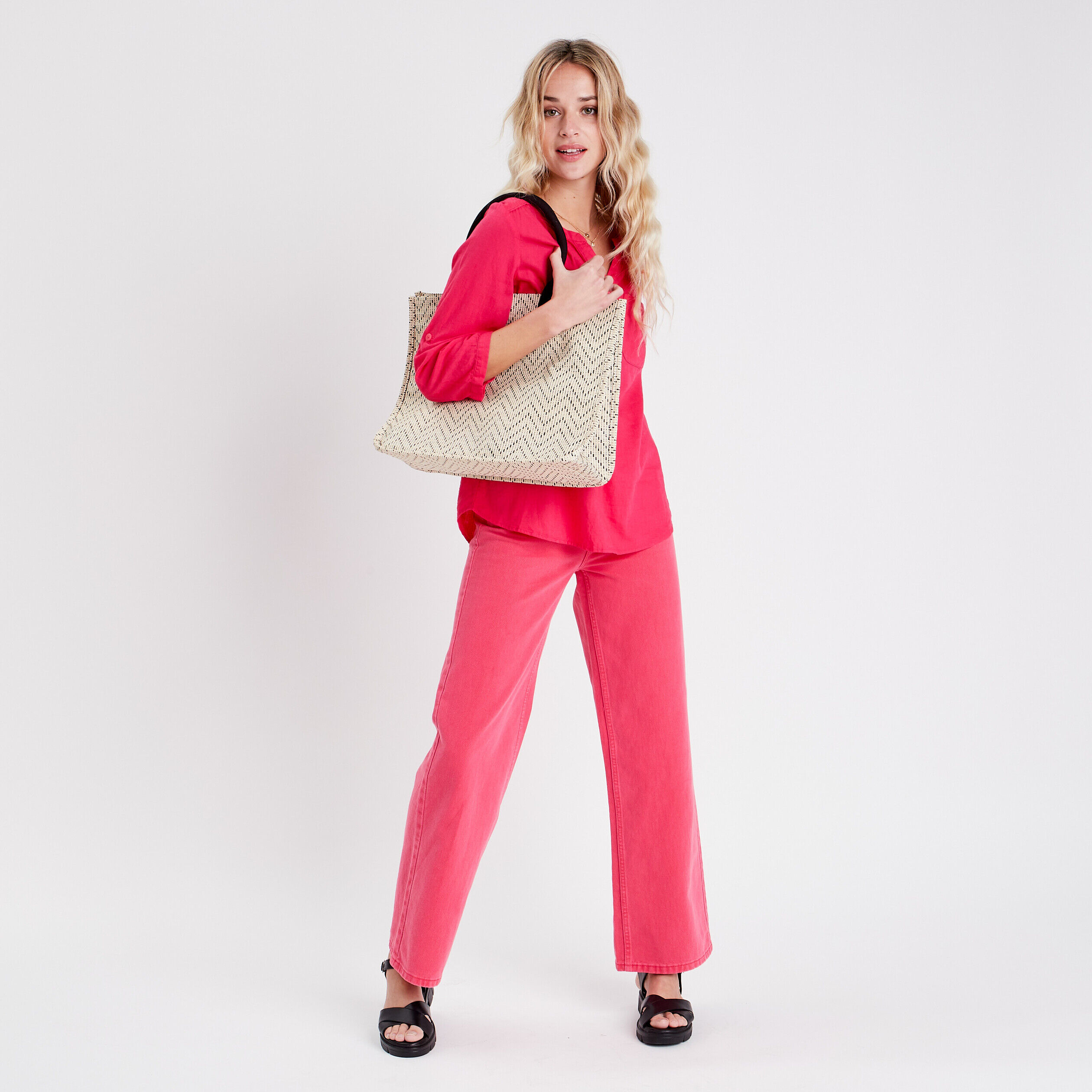 Blouse manches 3/4 rose vif femme | Cache Cache