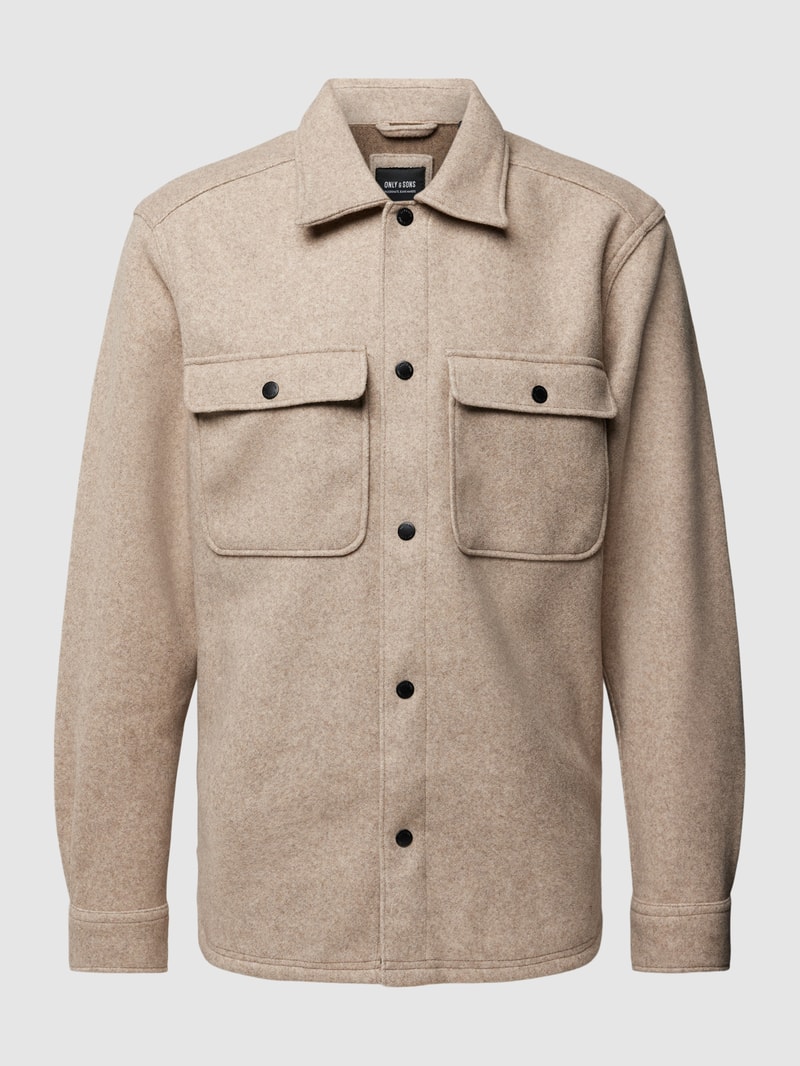 Freizeithemd in melierter Optik Modell 'ASH' in beige