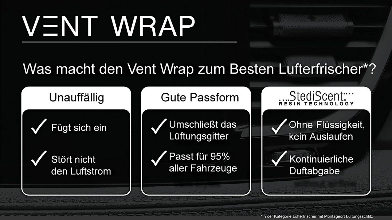 Wunder-Baum Luftreiniger VENT WRAP New Car Lüftungsgitter Duft Clips WUNDERBAUM 4er Set