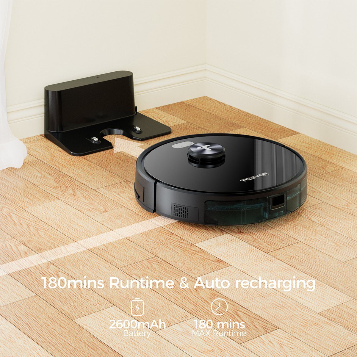 Tesvor Saugroboter S5 Staubsauger Roboter Wischfunktion 3000Pa 180Min Lasernavigation