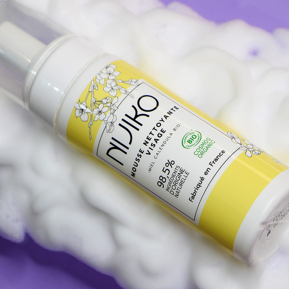 nijiko Mousse Nettoyante Visage Bio pour Peau Sensible Démaquillant et nettoyant