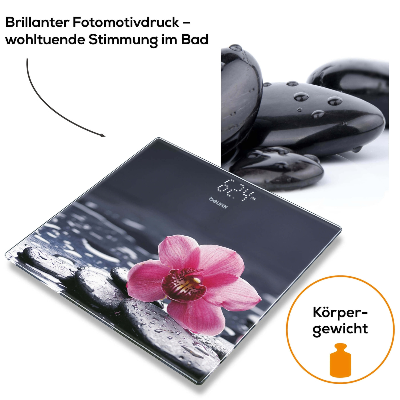 Beurer Glaswaage GS 215 Relax-Personenwaage aus Glas mit unsichtbarem Magic-Display - bis 180 kg
