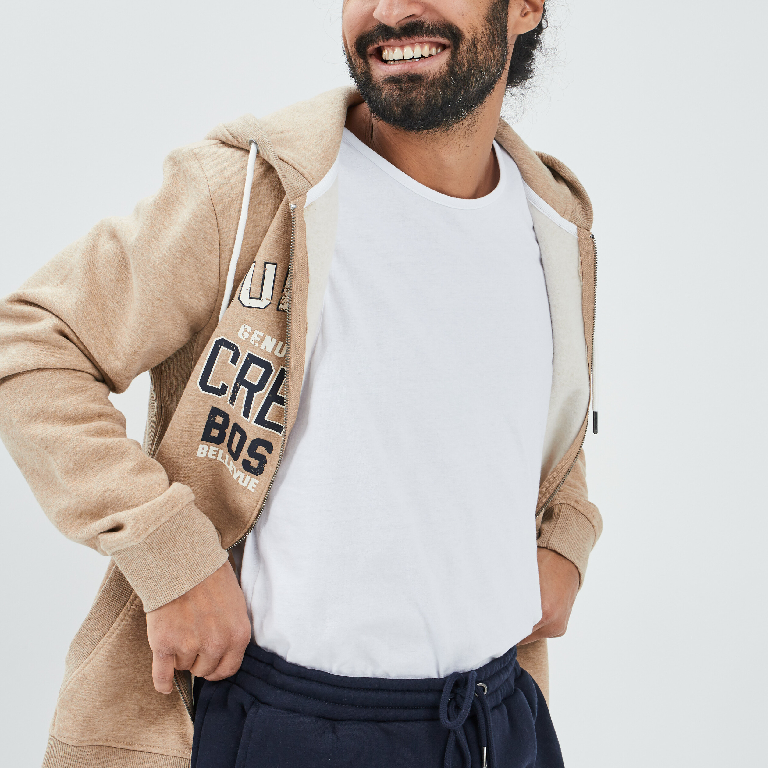 Sweat zippé à capuche Creeks camel homme | La Halle