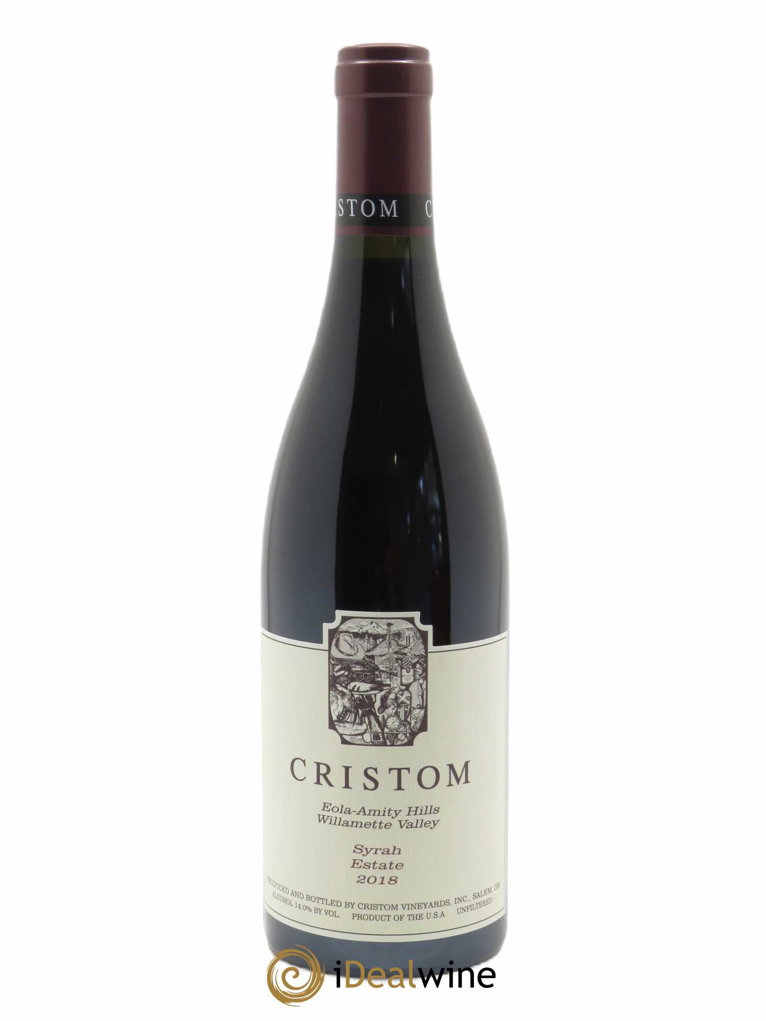 Willamette Valley Estate Syrah Cristom Vineyards  2018 - Lot de 1 Bouteille