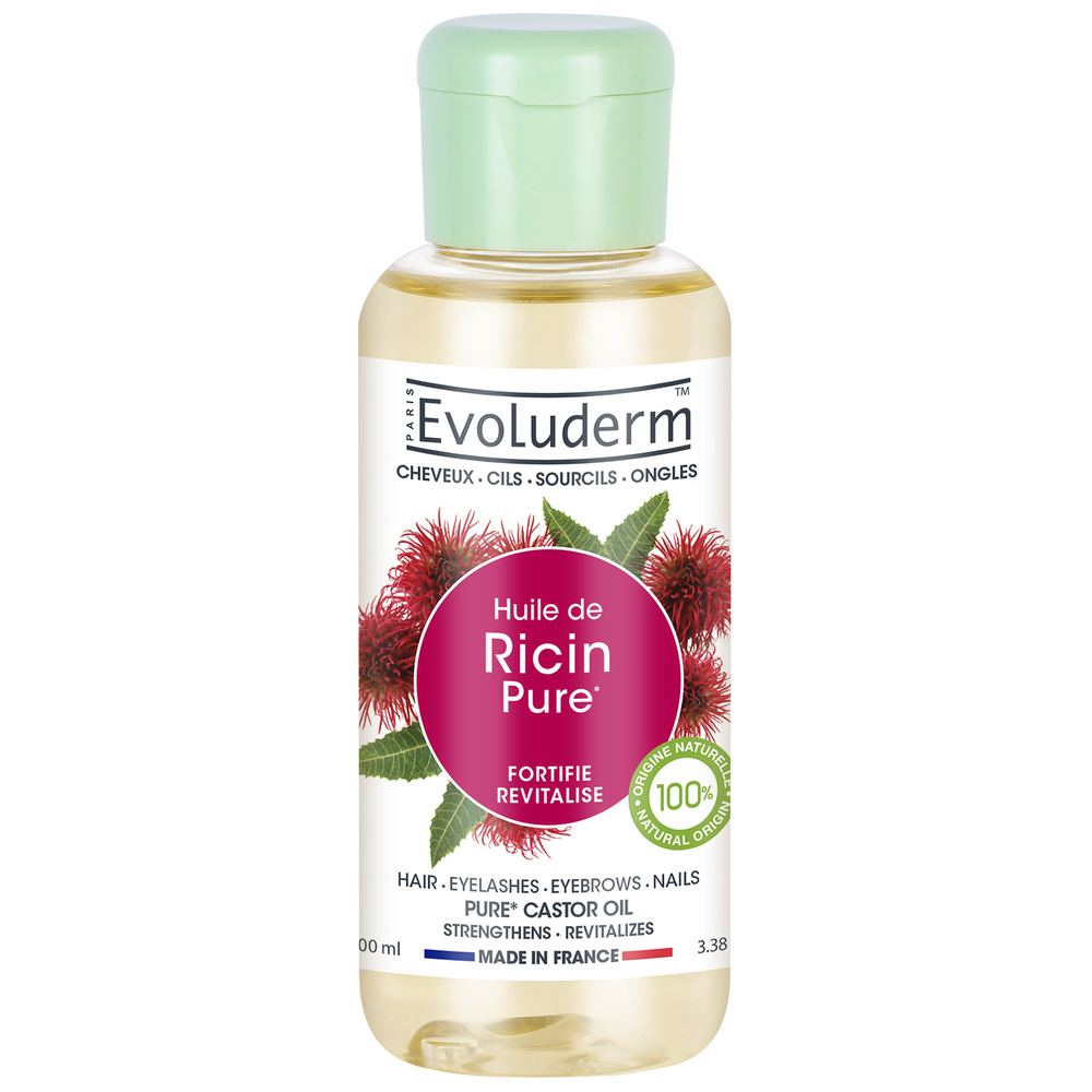 evoluderm Huile d'Origine Naturelle Huile de Ricin Pure - 100 ml