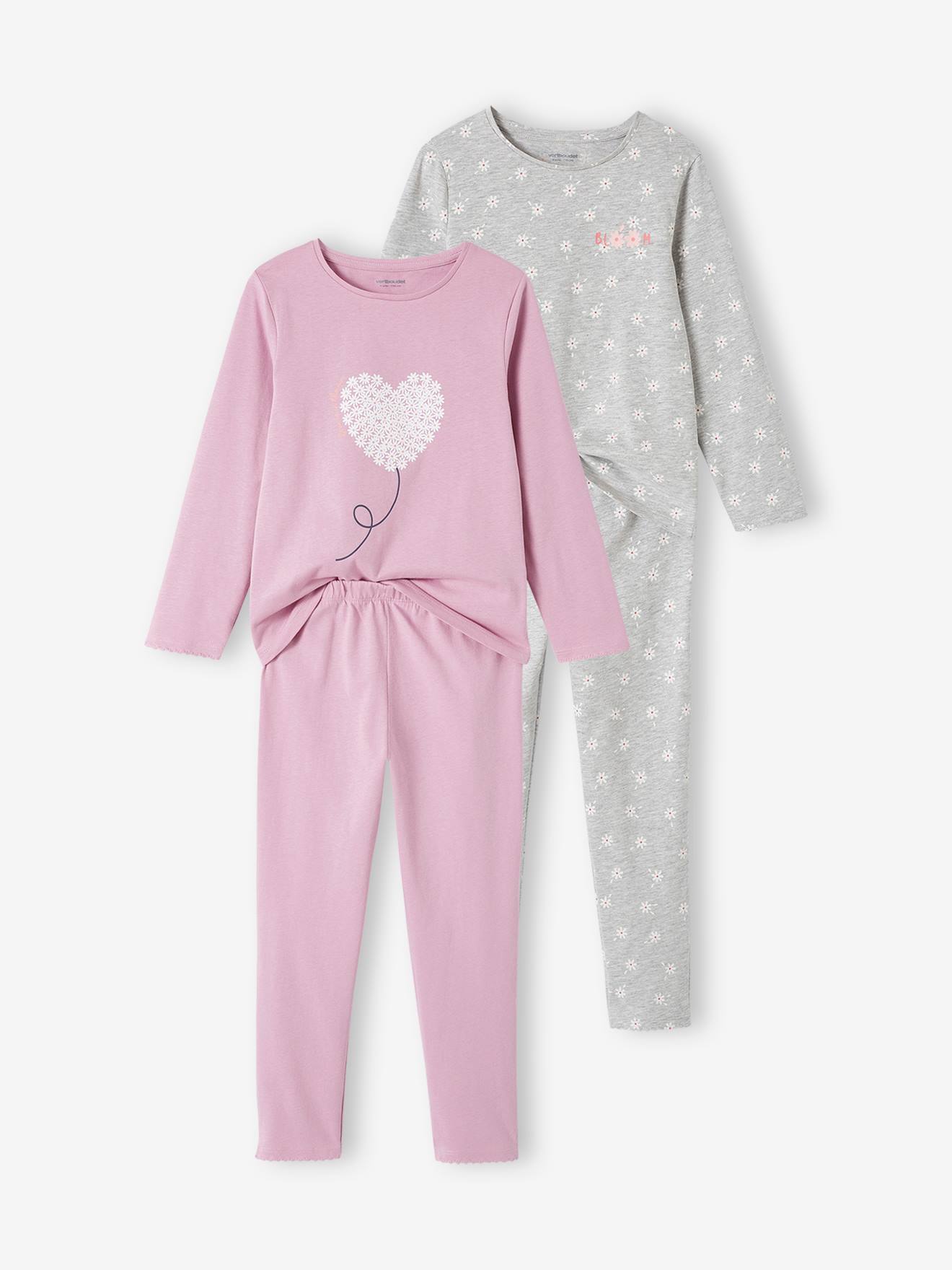 Lot de 2 pyjamas marguerites fille lilas