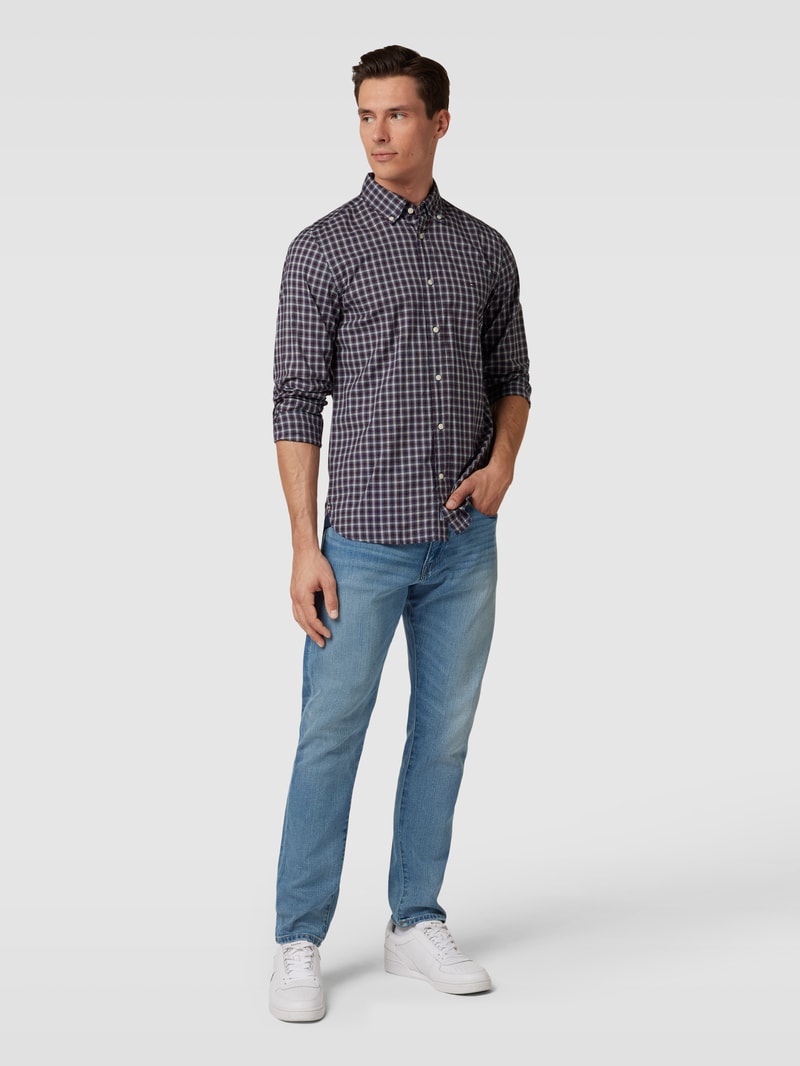 Regular Fit Freizeithemd mit Button-Down-Kragen in marineblau