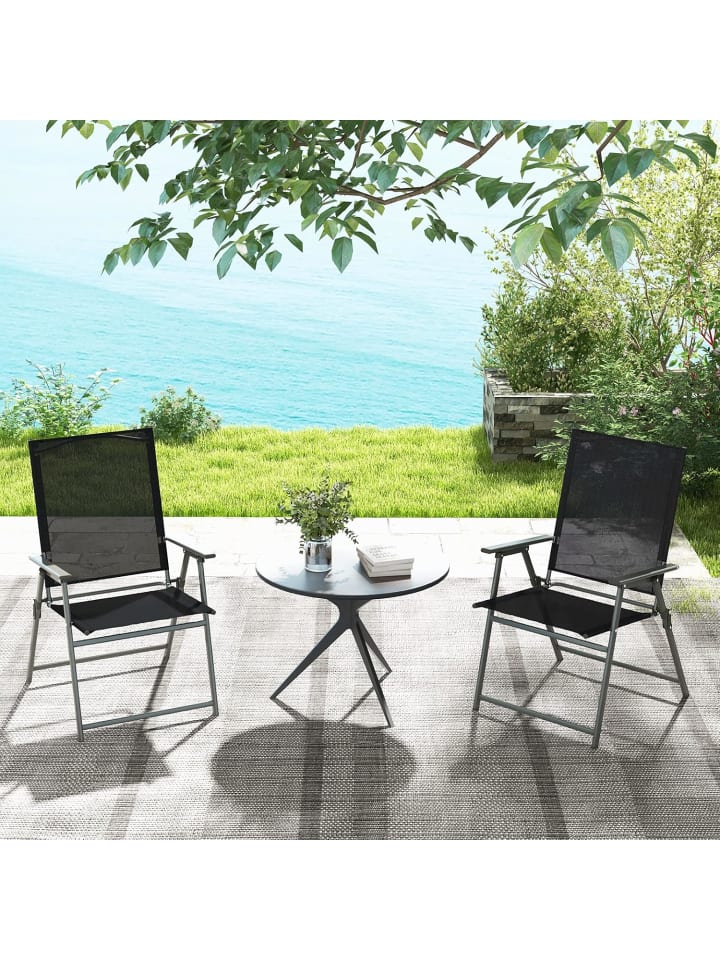 COSTWAY 4er Set Gartenstühle in Schwarz günstig kaufen onesize