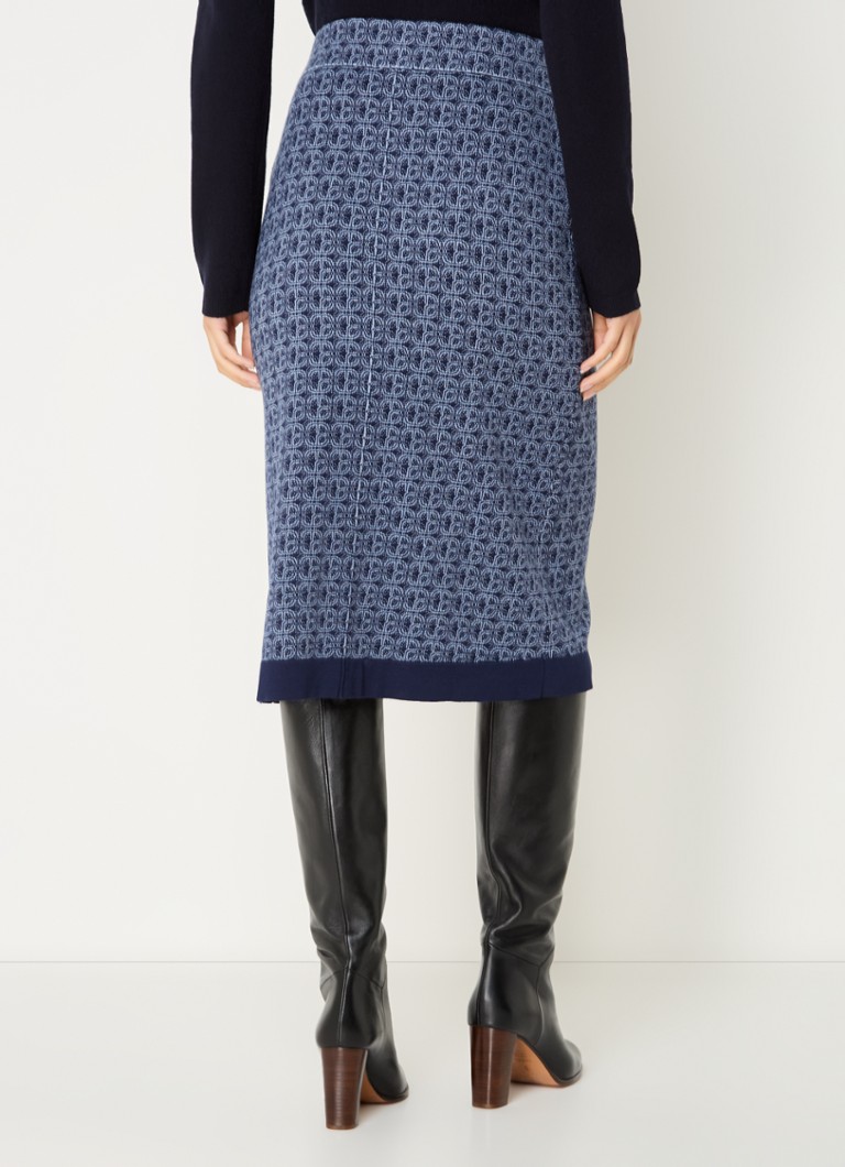 Claudie Pierlot  Fijngebreide midirok met ingebreid patroon