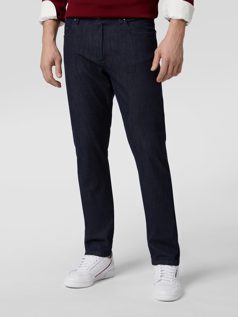 Jeans mit Stretch-Anteil in gerader Passform in dunkelblau