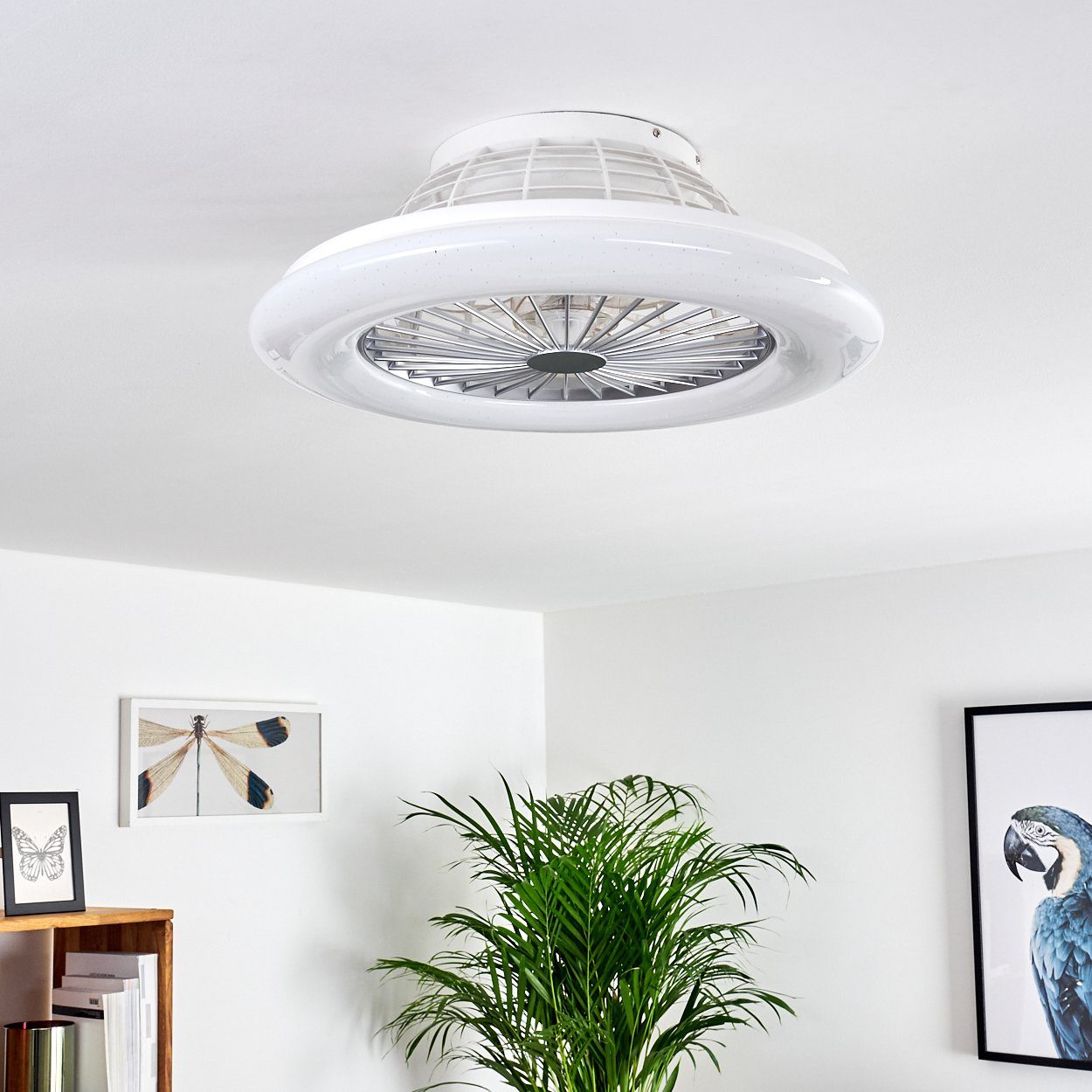 hofstein Deckenventilator Concas LED Deckenventilator, Kunststoff, Titanfarben/Weiß