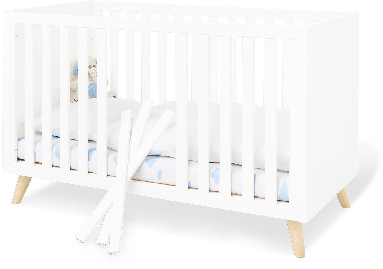 Pinolino® Babyzimmer-Komplettset Move, (Set, 4-St., Kinderbett, Wickelkommode, Kleiderschrank, Wandregal), breit groß; mit Kinderbett, Wickelkommode & Wandregal