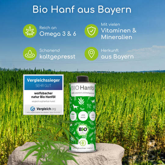 Wolfsbacher Natur Ergänzungsfutter & Aufzucht Wolfsbacher Natur Bio Hanföl 1 l