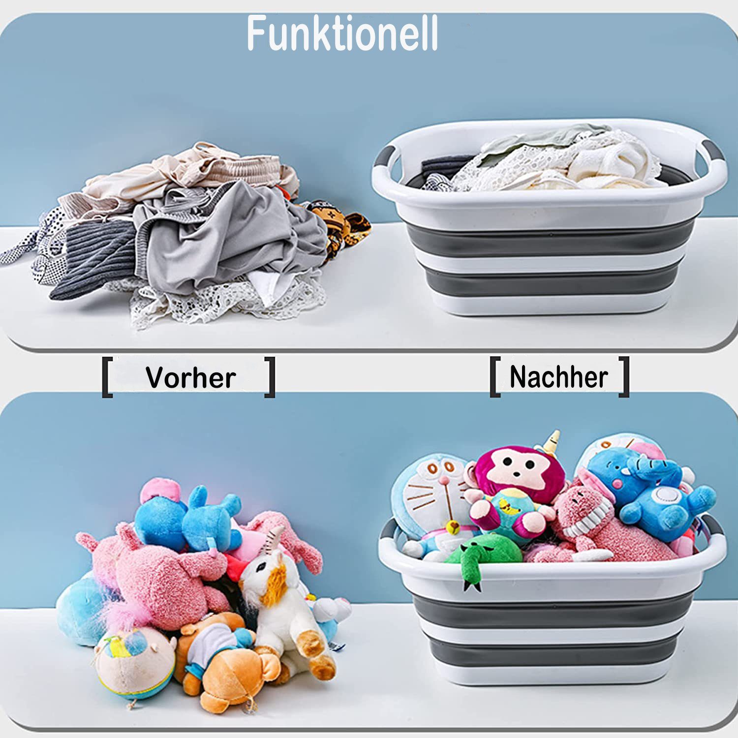 Mutoy Wäschekorb Faltbarer Wäschekorb mit Griff,40L Zusammenklappbarer Wäschekorb (Faltbarer Pop-Up-Aufbewahrungsbehälter,Tragbarer Wäschekorb,Platzsparender Wäschekorb), für Baden von Haustieren und Aufbewahrung für Kleidung und Spielzeug