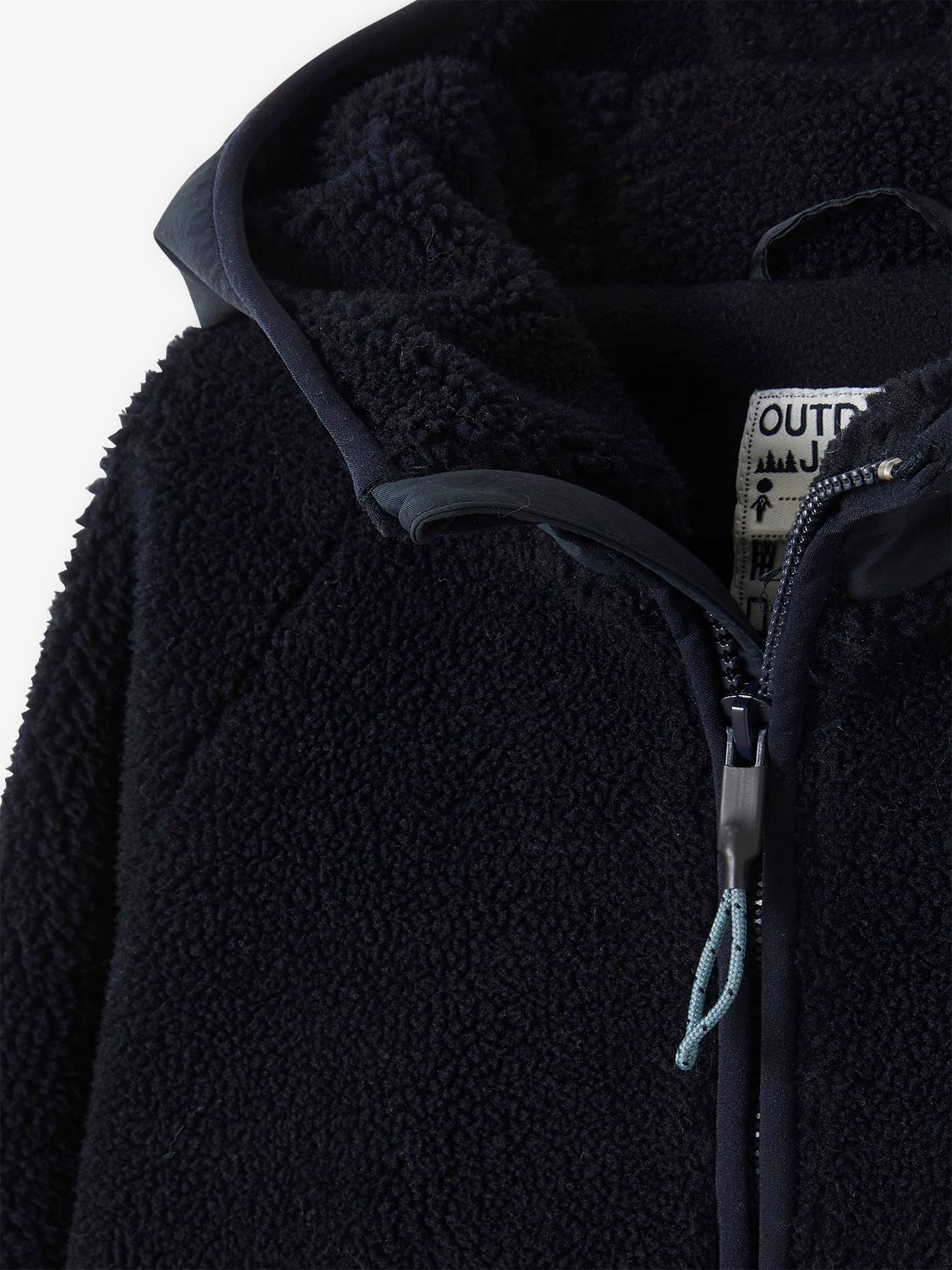 Veste à capuche zippée en sherpa garçon marine
