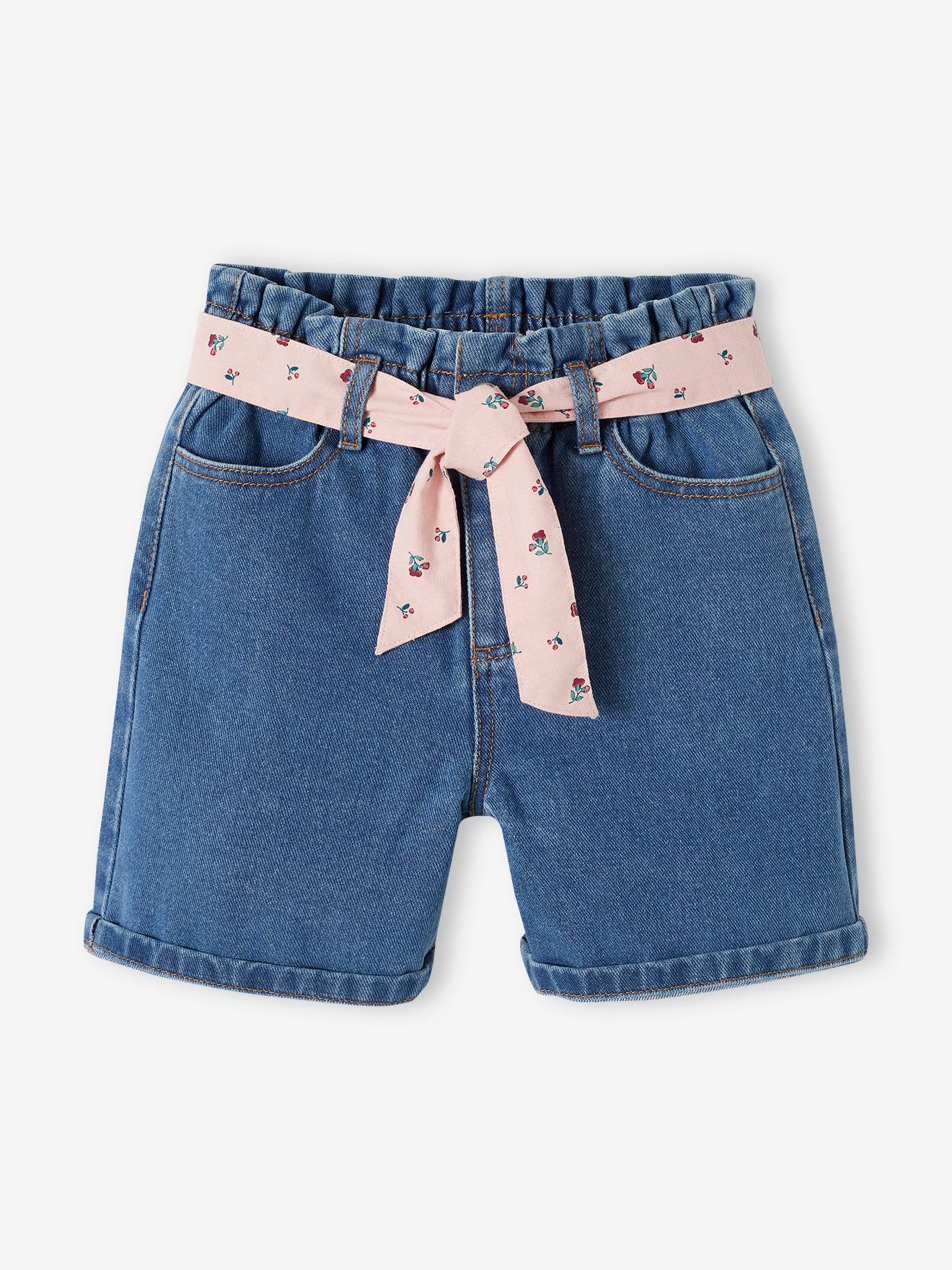 Vertbaudet Mädchen Paperbag-Shorts - blue stone