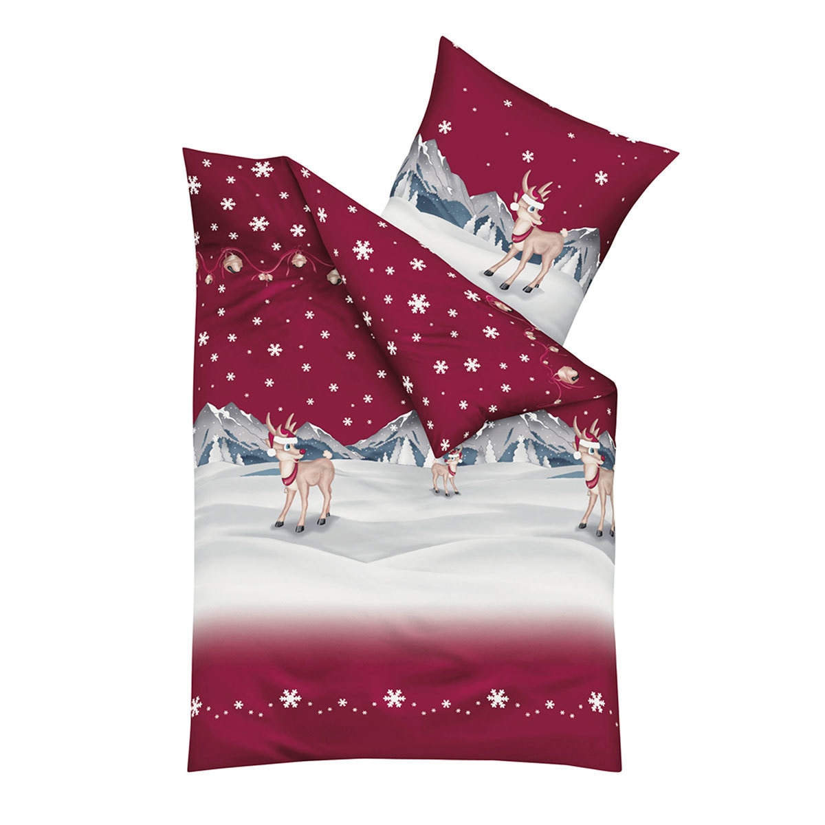 Traumschlaf Rentier Biber Bettwäsche Winterwonderland